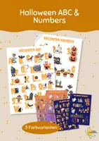 Vorschau - Poster - Halloween Alphabet and Numbers - Englisches Lernposter für die Grundschule - Deckblatt