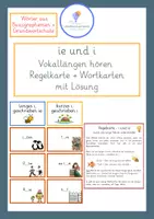 Vorschau - Fördermaterial/Inklusion - i und ie - kurze + lange Vokale - Klasse 1-3 - Regelkarte + Wortkarten - Deckblatt