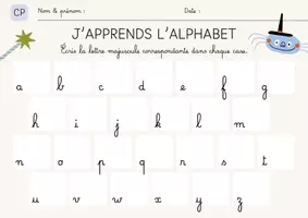 Aperçu - Feuilles d'exercices - Fiche d'Activité Écriture Lettres Minuscules Majuscules Alphabet - Page de couverture