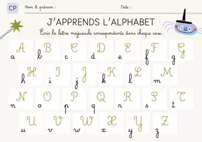 Aperçu - Feuilles d'exercices - Fiche d'Activité Écriture Lettres Minuscules Majuscules Alphabet - Page 1