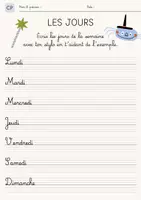 Aperçu - Feuilles d'exercices - Fiche d'écriture CP Les Jours de la Semaine - Page de couverture