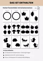 Vorschau - Mal- und Bastelvorlagen - Herbst Fensterbilder mit Transparentpapier basteln | 10 Schattenmotive für Sonnenfänger & Suncatcher | Kunst Grundschule Kita - Seite 2