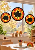 Vorschau - Mal- und Bastelvorlagen - Herbst Fensterbild Eichenblatt kostenlos | Bastelvorlage mit Transparentpapier für Sonnenfänger & Suncatcher | Basteln Herbst Grundschule - Seite 1