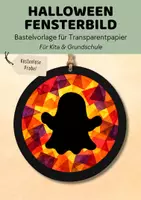 Vorschau - Mal- und Bastelvorlagen - Halloween Fensterdeko Gespenst kostenlos | Bastelvorlage Fensterbild mit Transparentpapier für Sonnenfänger & Suncatcher | Basteln Herbst Grundschule - Deckblatt