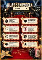 Vorschau - Arbeitsblätter - Klassenregeln Poster Hollywood-Style | Klasse 7–10 | 2 DIN A4 Vorlagen (beschriftet & blanko) - Seite 1
