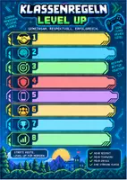 Vorschau - Arbeitsblätter - Klassenregeln „Level Up“ | Gaming Classroom Poster & Ausfüllvorlage - Seite 1