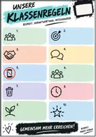 Vorschau - Arbeitsblätter - Klassenregeln Poster zum Selbstbeschriften | Vorlage für Klasse 7–10 | Boho Pastell - Seite 2