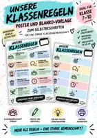 Vorschau - Arbeitsblätter - Klassenregeln Poster zum Selbstbeschriften | Vorlage für Klasse 7–10 | Boho Pastell - Deckblatt