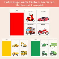 Vorschau - Spiele - Fahrzeuge nach Farben sortieren | Montessori Farbenspiel - Deckblatt