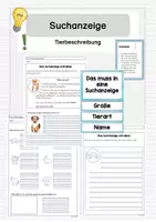 Vorschau - Arbeitsblätter - Haustier Suchanzeige - Tierbeschreibung - Deckblatt