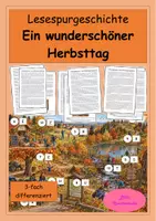 Vorschau - Arbeitsblätter - Lesespurgeschichte Herbst – Ein wunderschöner Herbsttag | 3-fach differenziert - Deckblatt