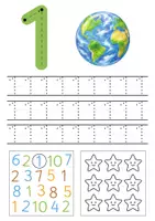 Vorschau - Arbeitsblätter - Zahlen schreiben lernen - Ziffern 1-10 schreiben & zählen | Arbeitsblätter & Lernblätter - Mathe Kita, Vorschule, Kindergarten & Klasse 1 - Seite 1