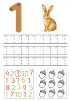 Vorschau - Arbeitsblätter - Ziffern 1-10 schreiben & zählen | Zahlen schreiben lernen - Herbst | Arbeitsblätter & Lernblätter - Mathe Kita, Vorschule, Kindergarten & Klasse 1 - Seite 1