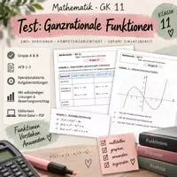 Vorschau - Test - Test - ganzrationale Funktionen MIT LÖSUNG, Gruppen A + B + Nachschreiber - Deckblatt