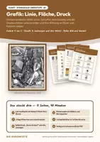 Vorschau - Stundenentwürfe - Grafik: Linie, Fläche, Druck — Kunst Oberstufe Q1: Doppelstunde mit Begriffskarten, 4 Arbeitsblättern und Lösungen - Deckblatt