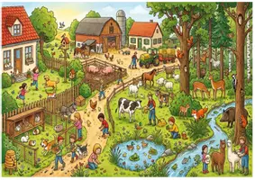 Vorschau - Poster - Haustiere, Nutztiere, Wildtiere - Wimmelbild - Deckblatt