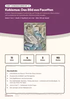 Vorschau - Stundenentwürfe - Kubismus: Das Bild aus Facetten — Kunst Oberstufe Q1: Doppelstunde mit Begriffskarten, 4 Arbeitsblättern und Lösungen - Seite 1