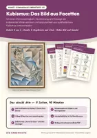 Vorschau - Stundenentwürfe - Kubismus: Das Bild aus Facetten — Kunst Oberstufe Q1: Doppelstunde mit Begriffskarten, 4 Arbeitsblättern und Lösungen - Deckblatt
