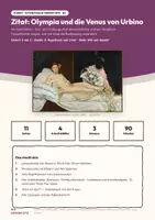 Vorschau - Stundenentwürfe - Zitat: Olympia und die Venus von Urbino — Kunst Oberstufe Q1: Doppelstunde mit Begriffskarten, 4 Arbeitsblättern und Lösungen - Seite 1