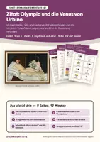 Vorschau - Stundenentwürfe - Zitat: Olympia und die Venus von Urbino — Kunst Oberstufe Q1: Doppelstunde mit Begriffskarten, 4 Arbeitsblättern und Lösungen - Deckblatt