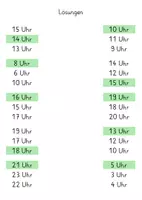 Vorschau - Arbeitsblätter - Klammerkarten Uhrzeiten volle - halbe - Viertelstunden - 5 Minuten - Seite 1