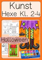 Vorschau - Arbeitsblätter - Kunst Halloween Hexe Klasse 2 - 4 mit Vorlagen Herbst - Deckblatt