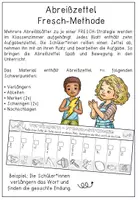 Vorschau - Arbeitsblätter - Abreißzettel - Fresch-Strategien - Schwingen, Verlängern, Ableiten, Merken, Naschlagen - Seite 1