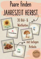 Vorschau - Stationenlernen - Herbst: Spiel Paare finden - DaZ/ DaF Wortschatz - Deckblatt