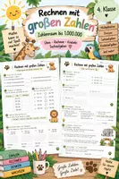 Vorschau - Arbeitsblätter - Rechnen mit großen Zahlen | Zahlenraum bis 1.000.000 | Rechnen, Knobeln & Sachaufgaben - Deckblatt