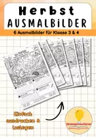 Vorschau - Mal- und Bastelvorlagen - Herbst-Ausmalbilder für Klasse 3 & 4 | Wald, Tiere & Natur - Deckblatt
