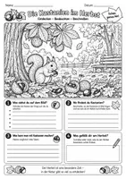 Vorschau - Mal- und Bastelvorlagen - Herbst-Ausmalbilder für Klasse 3 & 4 | Wald, Tiere & Natur - Seite 1