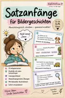 Vorschau - Arbeitsblätter - Satzanfänge für Bildergeschichten | 32 Aufgabenkarten - Deckblatt