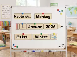 Vorschau - Präsentationen/Tafelbilder - Moderner Tafelkalender in Bleistiftform - Deckblatt
