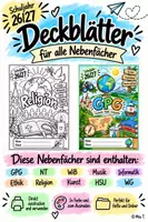 Vorschau - Arbeitsblätter - 📚Deckblätter Nebenfächer für Ordner & Hefte | GPG, NT, WiB, Musik, Informatik, Ethik, Religion, Kunst, HSU, WG - Deckblatt