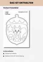 Vorschau - Mal- und Bastelvorlagen - Prickelbilder Herbst kostenlos für Kita & Grundschule | Prickelvorlage Herbst | Fensterdeko, Feinmotorik & Basteln - Seite 2