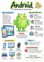 Vorschau - Arbeitsblätter - Lernplakat + Arbeitsblätter zum Thema "Das Betriebssystem Android" + Lösung & MP3 + Infografik - Deckblatt