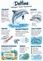 Vorschau - Arbeitsblätter - Lernplakat + Arbeitsblätter zum Thema "Delfine" + Lösung & MP3 + Infografik - Deckblatt
