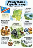 Vorschau - Arbeitsblätter - Lernplakat + Arbeitsblätter zum Thema "Demokratische Republik Kongo" + Lösung & MP3 + Infografik - Deckblatt