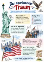 Vorschau - Arbeitsblätter - Lernplakat + Arbeitsblätter zum Thema "Der amerikanische Traum" + Lösung & MP3 + Infografik - Deckblatt