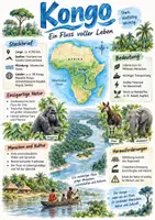 Vorschau - Arbeitsblätter - Lernplakat + Arbeitsblätter zum Thema "Der Fluss Kongo" + Lösung & MP3 + - Deckblatt