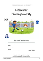 Vorschau - Arbeitsblätter - Birmingham City: Fußball Leseheft und Schreibheft mit Silben, Satzbau, Textverständnis, Arbeitsblättern und Lösungen - Seite 1