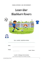 Vorschau - Arbeitsblätter - Blackburn Rovers: Fußball Leseheft und Schreibheft mit Silben, Satzbau, Textverständnis, Arbeitsblättern und Lösungen - Seite 1