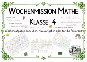 Vorschau - Arbeitsblätter - Wochenmission Mathe Klasse 4 mit Lösungen - Deckblatt