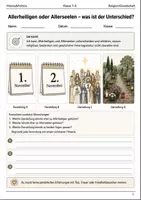 Vorschau - Arbeitsblätter - Allerheiligen und Allerseelen Arbeitsblatt Klasse 7–8 - Deckblatt