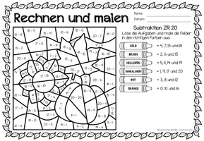 Vorschau - Arbeitsblätter - Rechen-Mal-Blätter - Subtraktion Zahlenraum 20 (Herbst) - Seite 2