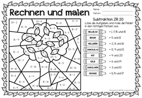 Vorschau - Arbeitsblätter - Rechen-Mal-Blätter - Subtraktion Zahlenraum 20 (Herbst) - Seite 3