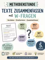 Vorschau - Stundenentwürfe - Zusammenfassen lernen mit W-Fragen - Deckblatt