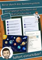Vorschau - Arbeitsblätter - Reise durch das Sonnensystem – Lesespurgeschichte mit Rätselaufgaben (Klasse 6) - Deckblatt