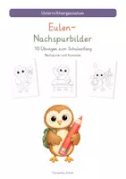 Vorschau - Arbeitsblätter - Eule: Nachspurbilder zum Schulanfang - Deckblatt