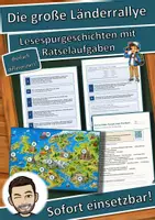 Vorschau - Arbeitsblätter - Die große Länderrallye – Lesespurgeschichte mit Rätselaufgaben (Klasse 5) - Deckblatt